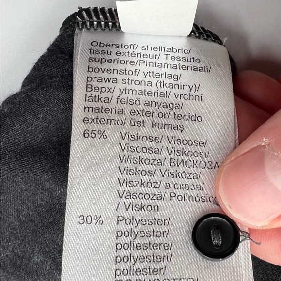 Venus Black V-neck Long Sleeve Top with Shiny Faux Leather Trim - Medium - Picture 8 of 8